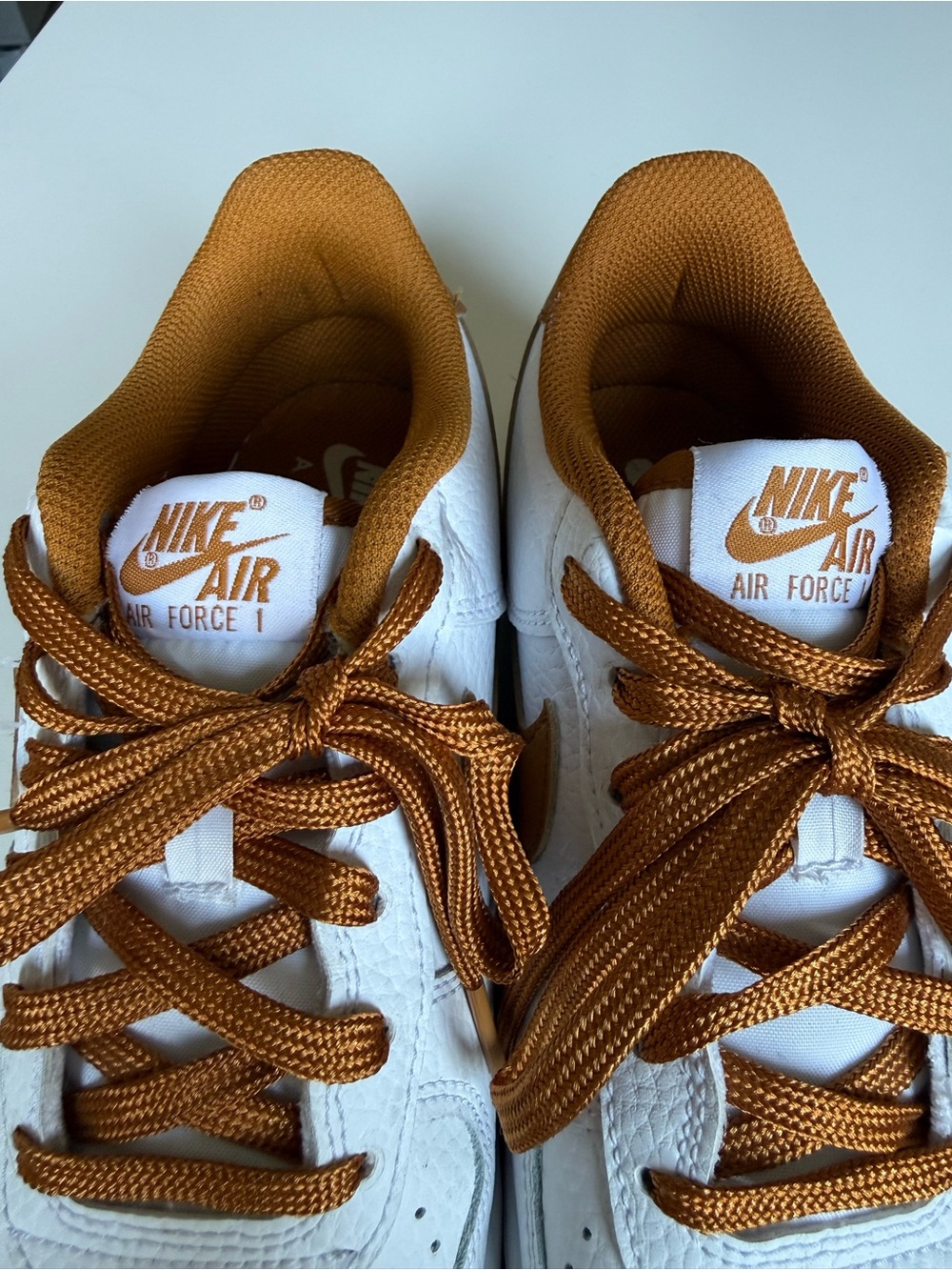 Nike Air Force 1 Kids Sneakers in White and Burnt Orange